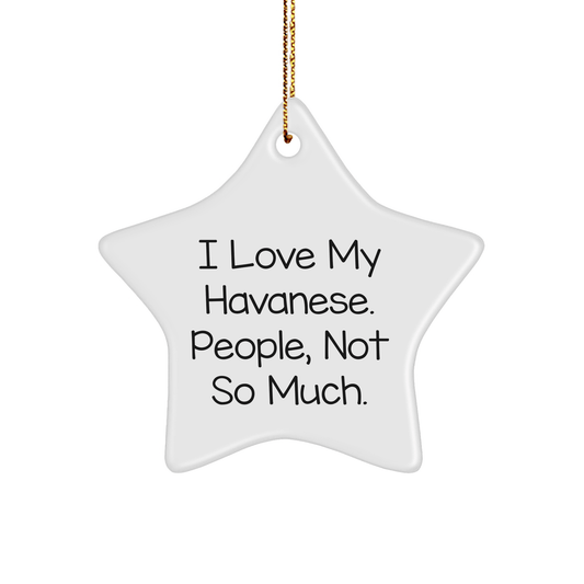 Havanese Dog Lover's Star Ornament, Gifts from Friends to Family, Christmas Unique Gifts, 'I Love My Havanese. People, Not So Much.' - Victory Thru Vision