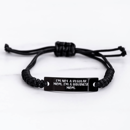 Havanese Dog Mom Graduation Gift, 'I'm Not A Regular Mom. I'm A Havanese Mom.' Engraved Rope Bracelet, Gifts from Mom to Havanese Dog Lover, Unique Graduation Presents - Victory Thru Vision
