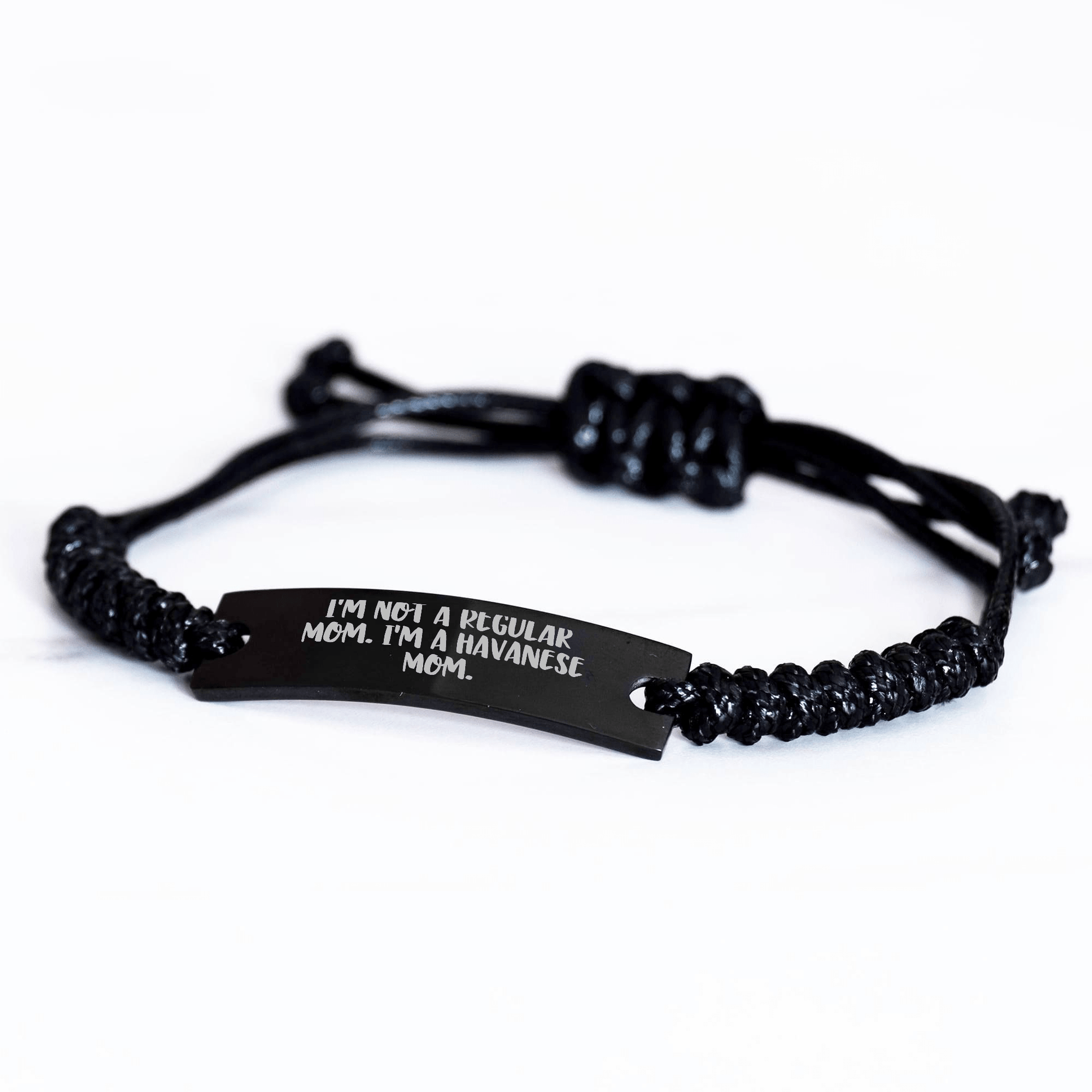 Havanese Dog Mom Graduation Gift, 'I'm Not A Regular Mom. I'm A Havanese Mom.' Engraved Rope Bracelet, Gifts from Mom to Havanese Dog Lover, Unique Graduation Presents - Victory Thru Vision