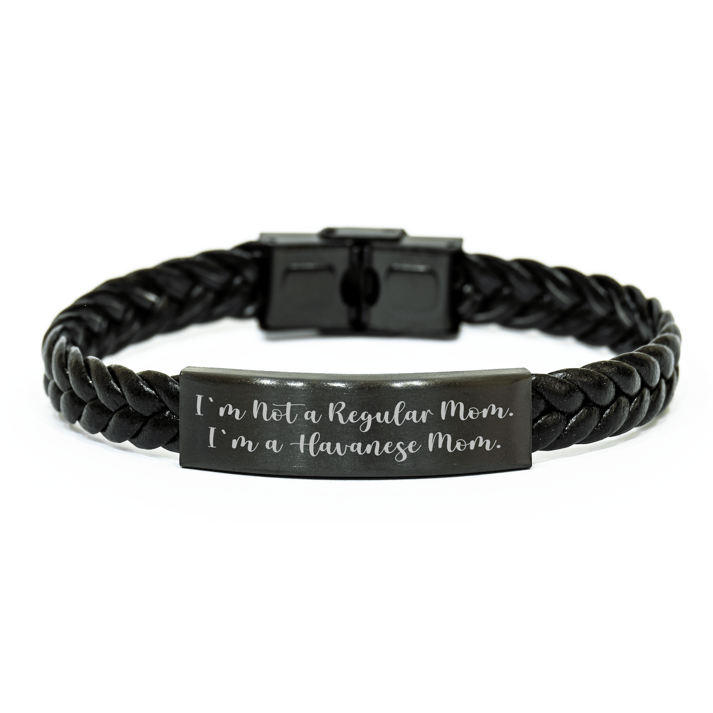 Havanese Dog Mom Interlaced Leather Bracelet, Funny Gifts from Mom to Havanese Dog, Unique Graduation Gifts for Her, I'm Not A Regular Mom. I'm A Havanese Mom. - Victory Thru Vision