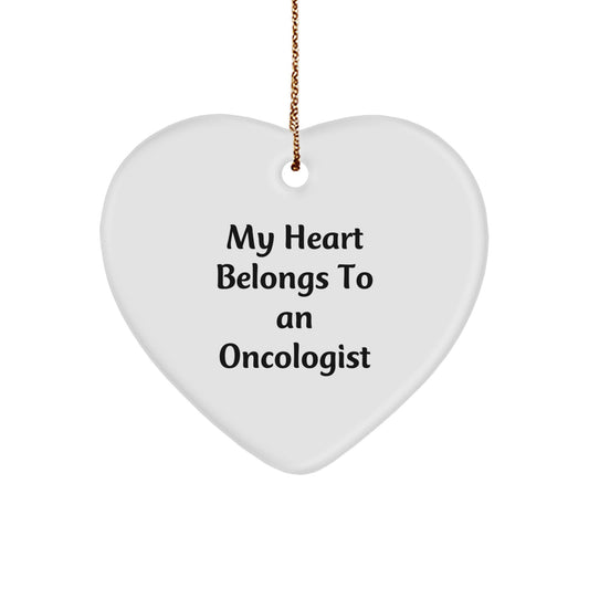 Funny Gifts from Friends and Family for Oncologist Christmas Unique Heart Ornament - My Heart Belongs To An Oncologist - Image 1