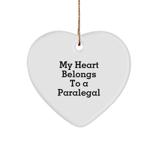 Funny Paralegal Gifts from Men - My Heart Belongs To A Paralegal Heart Ornament for Christmas Unique Gifts - Image 1
