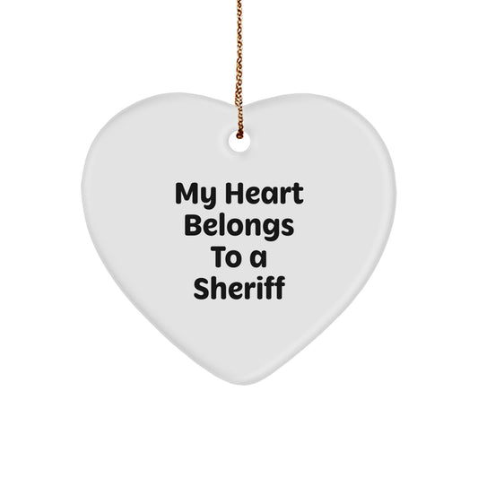 Funny Sheriff Heart Ornament for Men Gifts from Friends and Family - Christmas Unique Gifts - Image 1