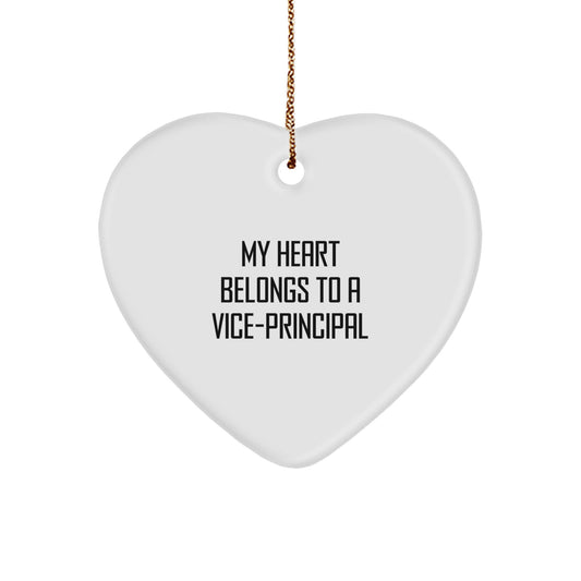 Funny Vice-principal Gifts, Heart Ornament Quote 'My Heart Belongs To A Vice-principal', Christmas Unique Gift Ideas for Vice-principal from Friends, Family - Image 1