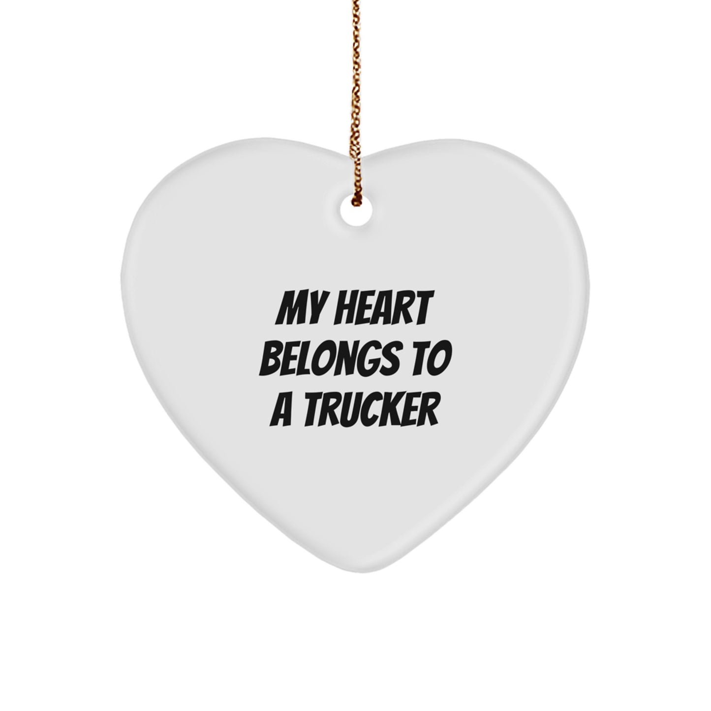 Funny Trucker Heart Ornament Gifts for Husband from Wife, Cute Trucker Ornaments, Heart Shaped Trucker Decorations, Christmas Unique Trucker Gift Ideas, Gifts from Women to Trucker Men - Image 1