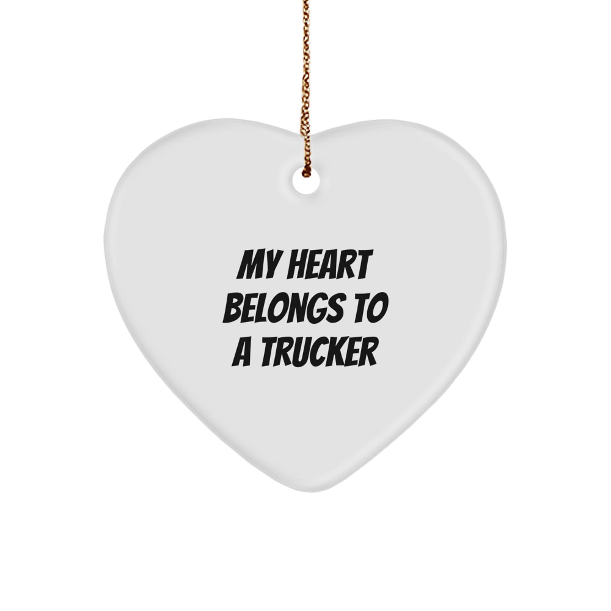 Funny Trucker Heart Ornament Gifts for Husband from Wife, Cute Trucker Ornaments, Heart Shaped Trucker Decorations, Christmas Unique Trucker Gift Ideas, Gifts from Women to Trucker Men - Image 1