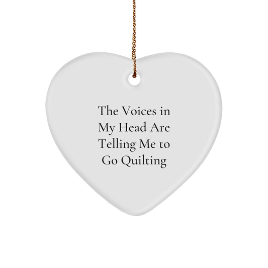 Funny Quilting Gifts from Friends for Women - Heart Ornament with Quilting Quote - Christmas Unique Gifts - Image 1