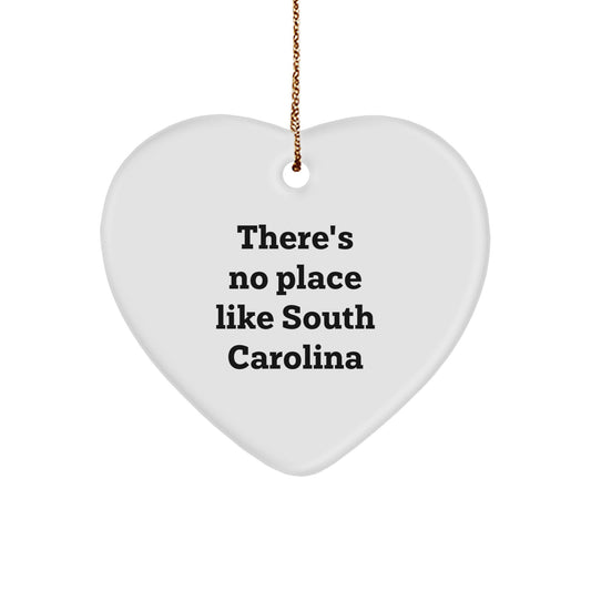 Heartfelt Gifts from the Palmetto State, 'There's No Place Like South Carolina', White Heart Ornament for Christmas Unique Gifts - Image 1