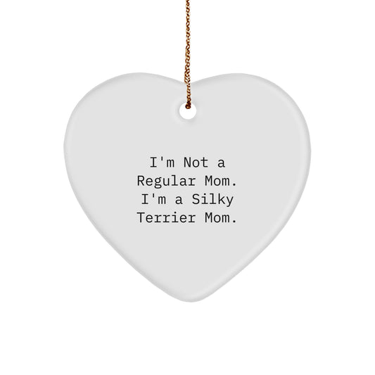 Funny Silky Terrier Dog Mom Gifts from Family, Heart Ornament for Silky Terrier Lovers, Christmas Unique Gifts - Image 1