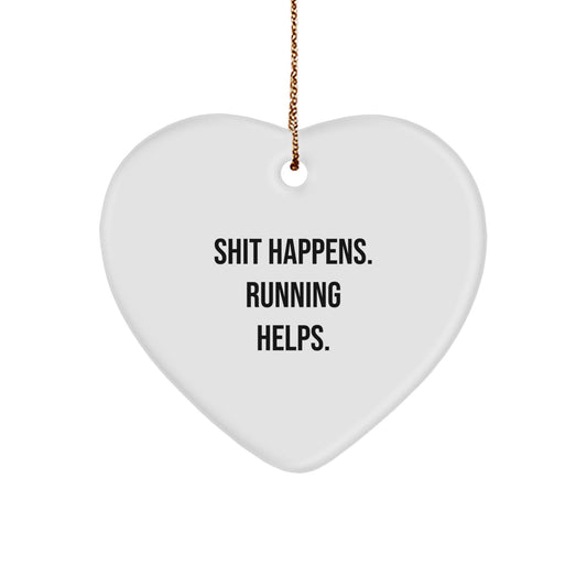 Funny Running Heart Ornament Gifts for Men Women Friends from Family, Inspirational Quotes, Christmas Unique Tokens - Image 1