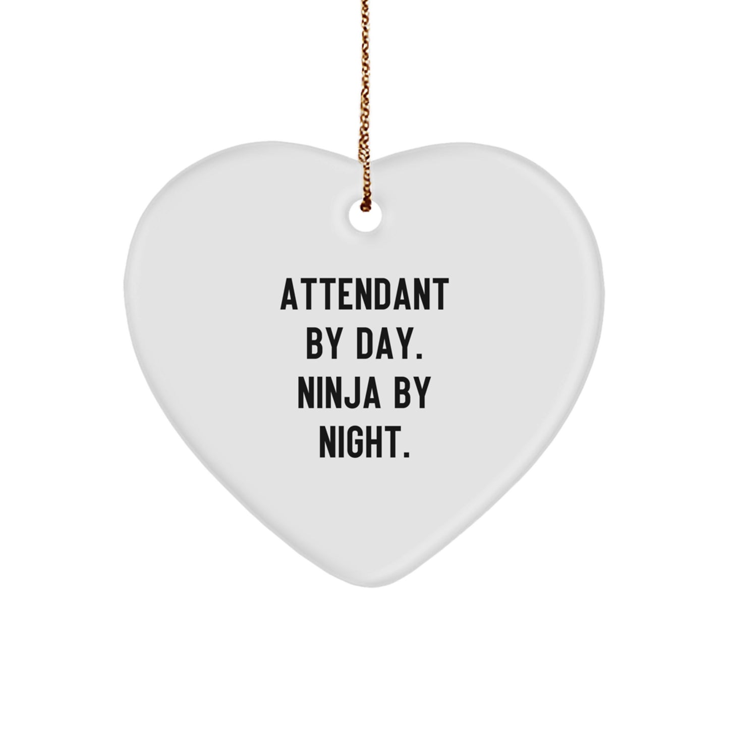 Funny Attendant Gifts By Day Heart Ornament, Christmas Unique Gifts from Friends for Attendants, Ninja By Night - Image 1