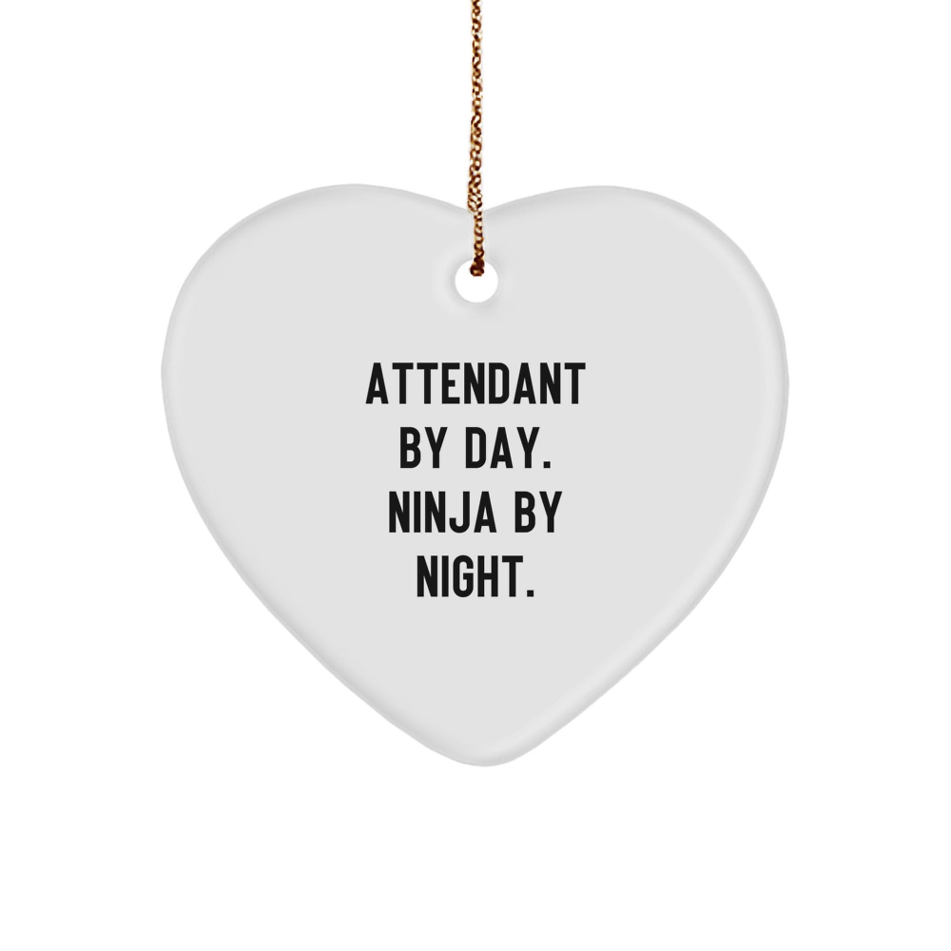 Funny Attendant Gifts By Day Heart Ornament, Christmas Unique Gifts from Friends for Attendants, Ninja By Night - Image 1
