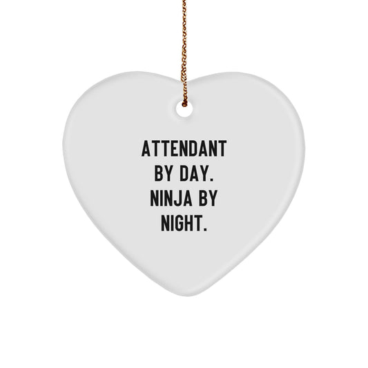 Funny Attendant Gifts By Day Heart Ornament, Christmas Unique Gifts from Friends for Attendants, Ninja By Night - Image 1
