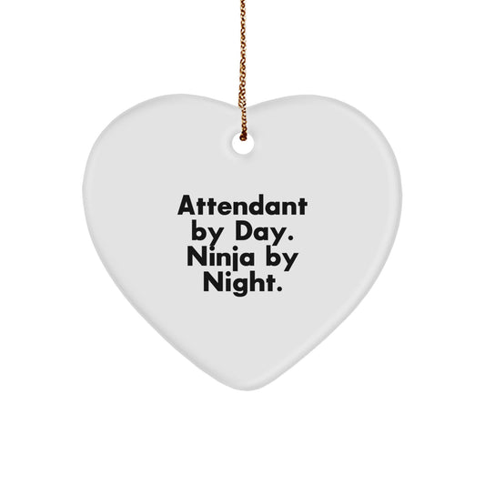 Funny Attendant Gifts from Friends, Heart Ornament - Attendant By Day. Ninja By Night. Christmas Unique Gifts - Image 1