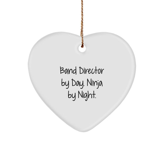 Funny Band Director Gifts from Men to Band Directors by Day, Ninja By Night Heart Ornament Unique Christmas Unique Gifts for Family Friends Coworkers - Image 1