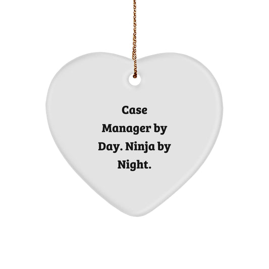 Funny Case Manager Heart Ornament Gifts from Men to Friends, Christmas Unique Ornaments for Case Manager By Day. Ninja By Night. Decorations - Image 1