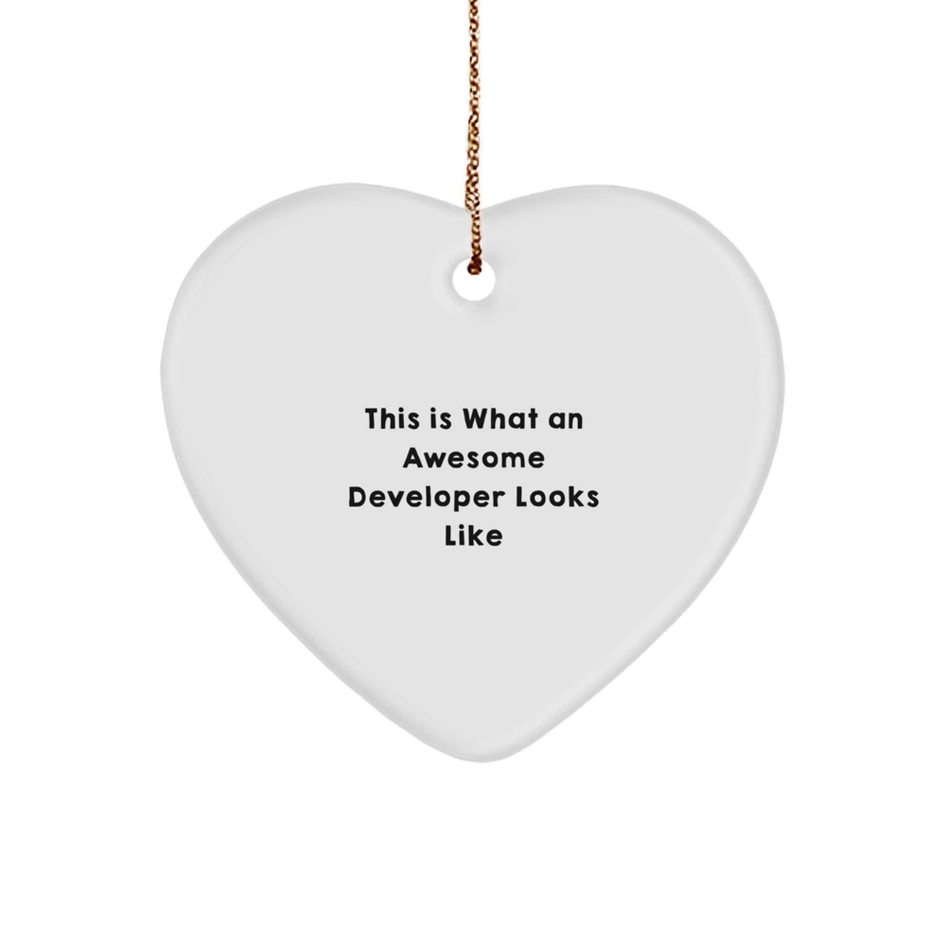 Funny Developer Gifts, Heart Ornament Quote 'This Is What An Awesome Developer Looks Like', Gifts from Men to Friends at Christmas - Image 1