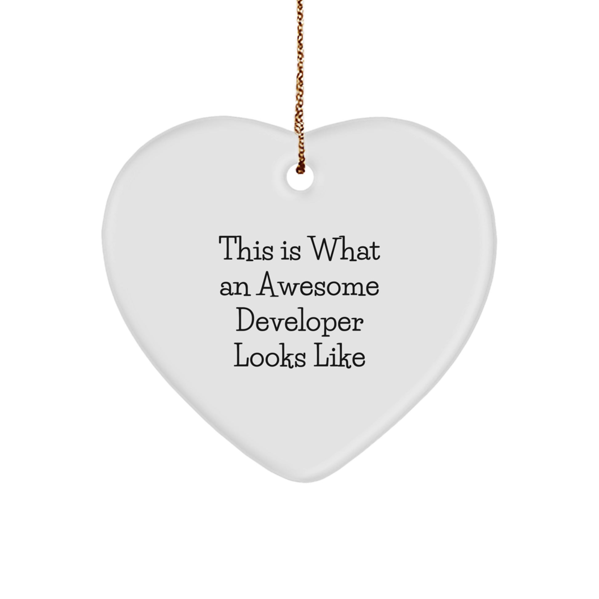 Funny Developer Gifts for Men and Women - Heart Ornament with Quote 'This Is What An Awesome Developer Looks Like' - Christmas Unique Gifts from Friends - Image 1