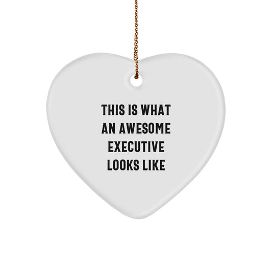 Funny Executive Heart Ornament Gifts from Friends and Coworkers for Men and Women - This Is What An Awesome Executive Looks Like, Unique Christmas Unique Gifts - Image 1