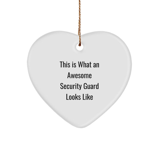 Funny Security Guard Heart Ornament Gifts from Men to Women Coworkers Friends Family - This Is What An Awesome Security Guard Looks Like Christmas Unique - Image 1
