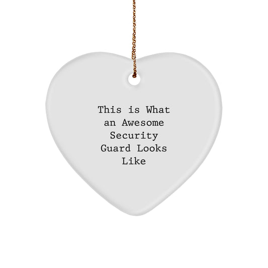 Funny Security Guard Christmas Unique Gifts from Family, Heart Ornament 'This Is What An Awesome Security Guard Looks Like' for Security Guard, Unique Christmas Unique Gifts - Image 1