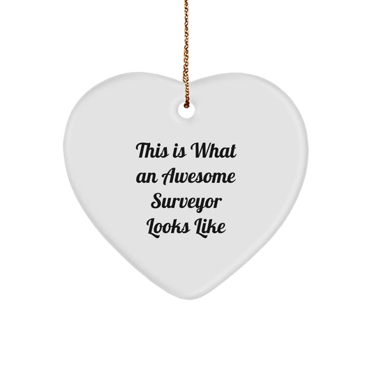 Funny Surveyor Heart Ornament Gifts from Men to Surveyor Friends, Christmas Unique Gifts for Surveyor Enthusiasts, Heart Shaped - Image 1