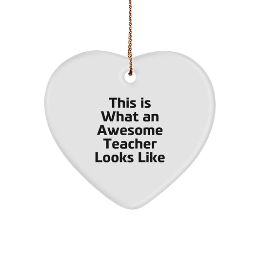 Heartfelt Teacher Gifts from Men, Funny Heart Ornament for Teacher, Christmas Unique Presents for Teachers with Inspirational Quotations - Image 1