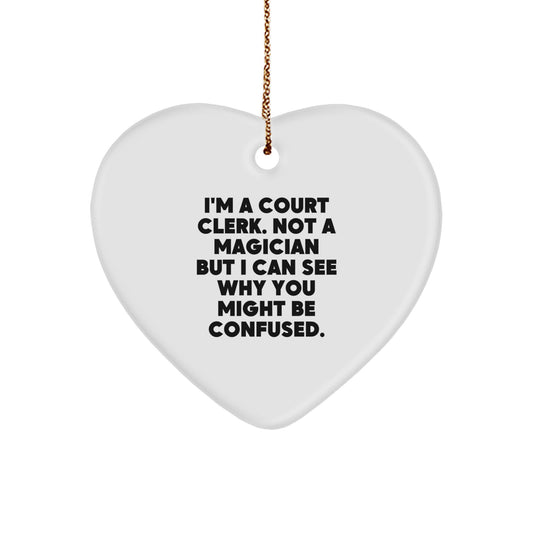 Funny Court Clerk Heart Ornament Gifts from Friends and Family for Court Clerk Christmas Unique Presents - Image 1