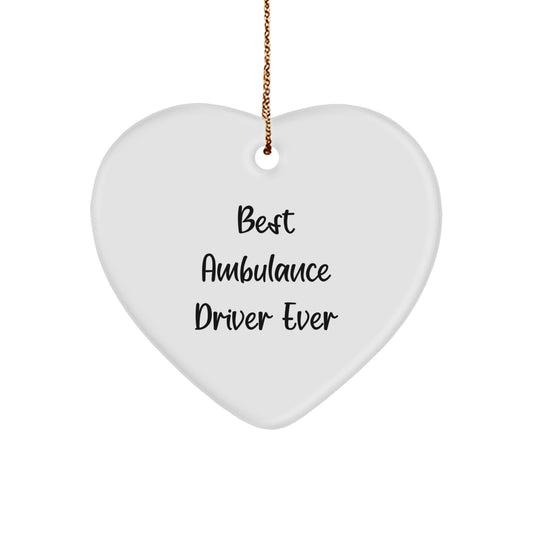 Funny Ambulance Driver Gifts from Friends for Ambulance Driver Men - Best Ambulance Driver Ever Heart Ornament, Heart Shaped Christmas Unique Gifts - Image 1