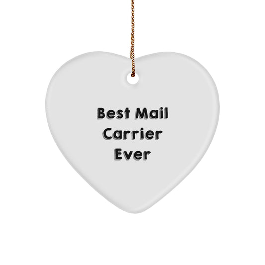 Funny Mail Carrier Gifts from Friends, Heart Ornament with Best Mail Carrier Ever Quote, Perfect Christmas Unique Gifts for Mail Carrier Family - Image 1