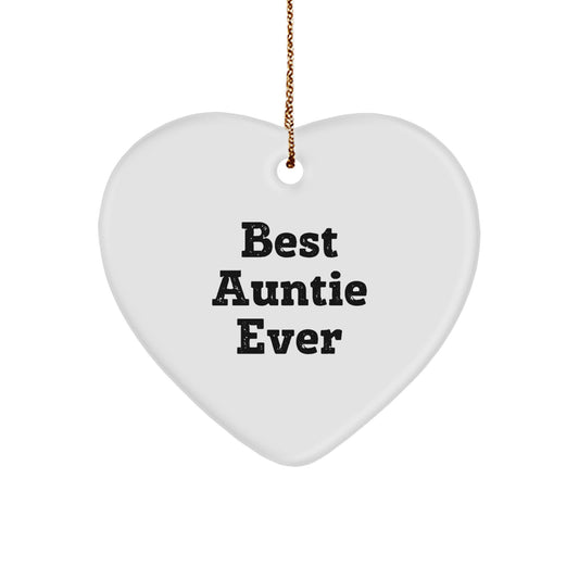 Funny Auntie Gifts, Heart Ornament for Auntie, Best Auntie Ever Quote Christmas Unique Gifts from Family to Auntie - Image 1