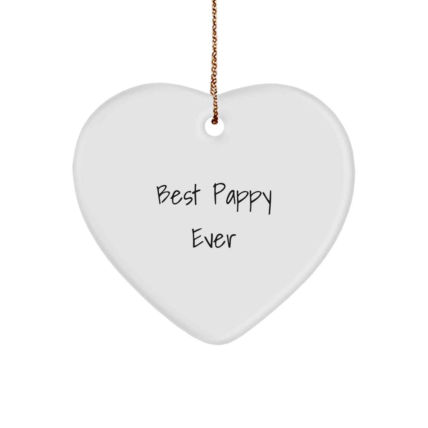 Funny Pappy Gifts Heart Ornament, Best Pappy Ever Quote Christmas Unique Gifts from Family for Pappy - Image 1