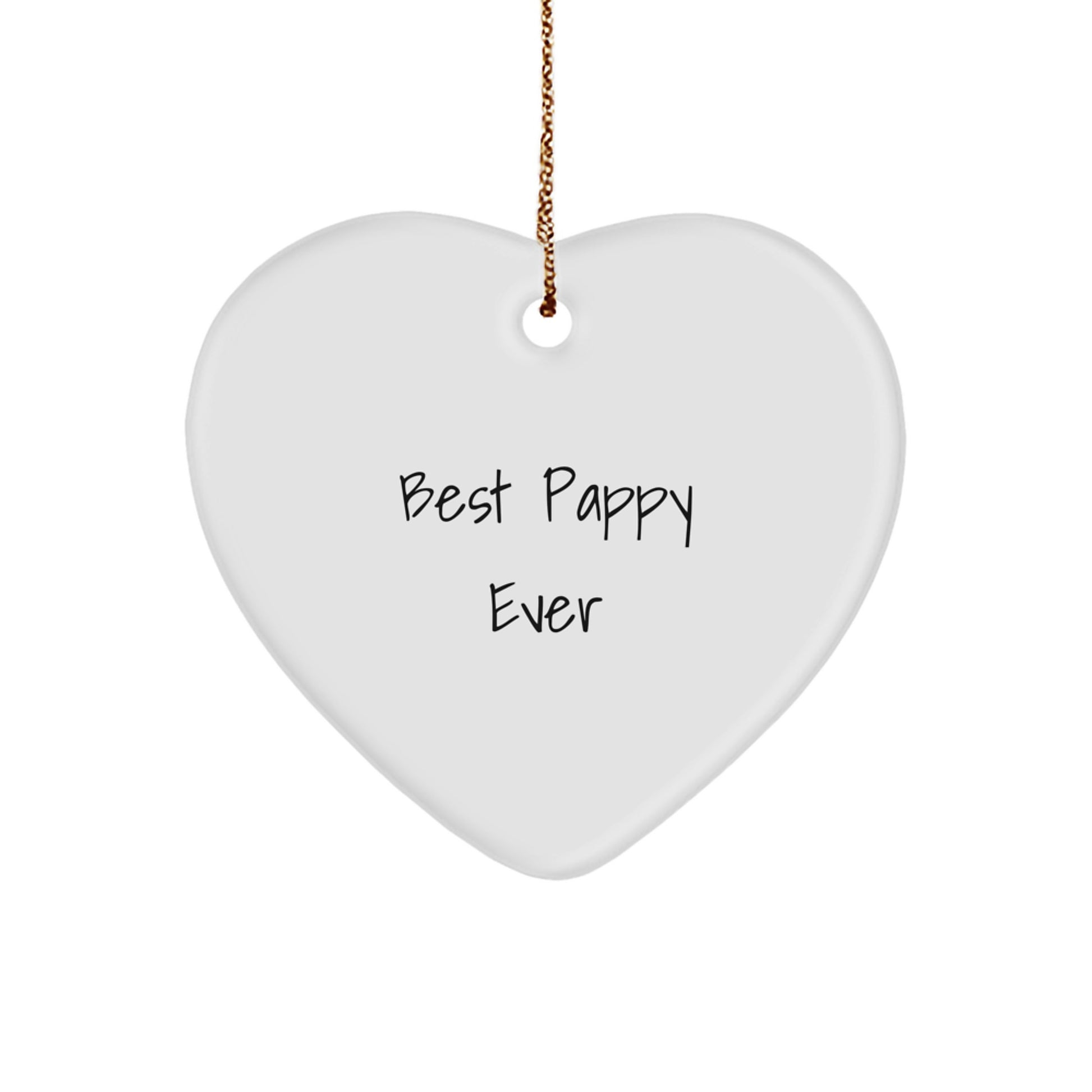 Funny Pappy Gifts Heart Ornament, Best Pappy Ever Quote Christmas Unique Gifts from Family for Pappy - Image 1