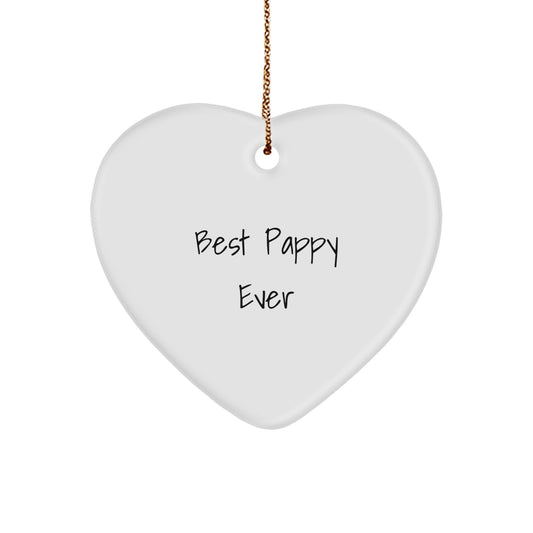 Funny Pappy Gifts Heart Ornament, Best Pappy Ever Quote Christmas Unique Gifts from Family for Pappy - Image 1