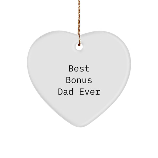 Funny Bonus Dad Gifts from Men for Christmas Unique Heart Ornament Best Dad Ever - Image 1