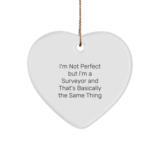 Funny Surveyor Heart Ornament Gifts from Men to Friends, Christmas Unique Gifts for Surveyor, Perfect Heart Shaped Present - Image 1