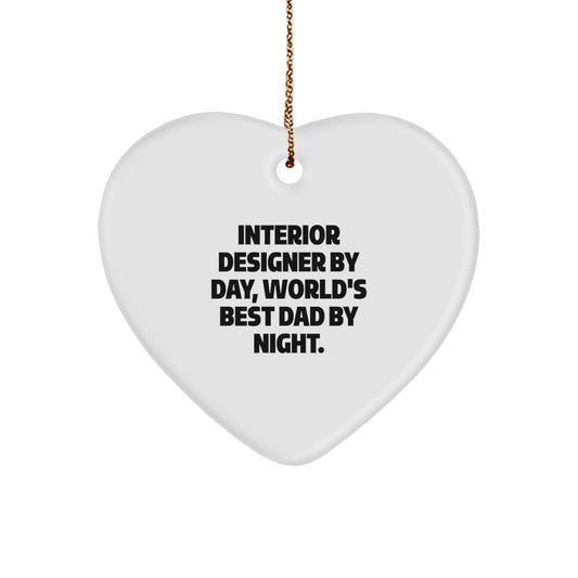 Funny Interior Designer Gifts from Men to Friends - Interior Designer Heart Ornament, Christmas Unique Gifts for Interior Designer By Day, World's Best Dad By Night. - Image 1