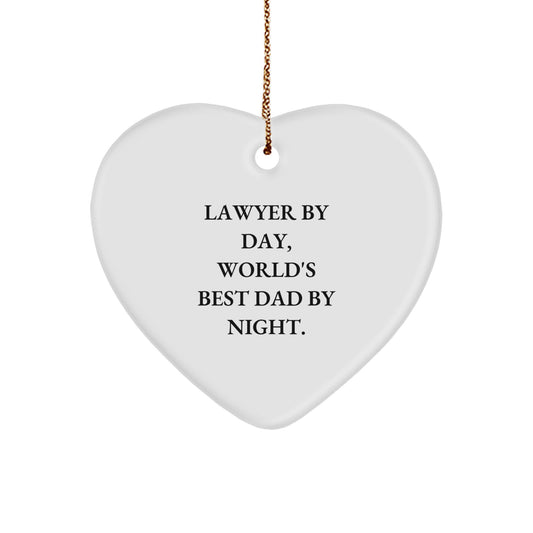 Funny Lawyer Gifts from Dad to Lawyer Son Daughter for Christmas Unique Heart Ornament - Image 1