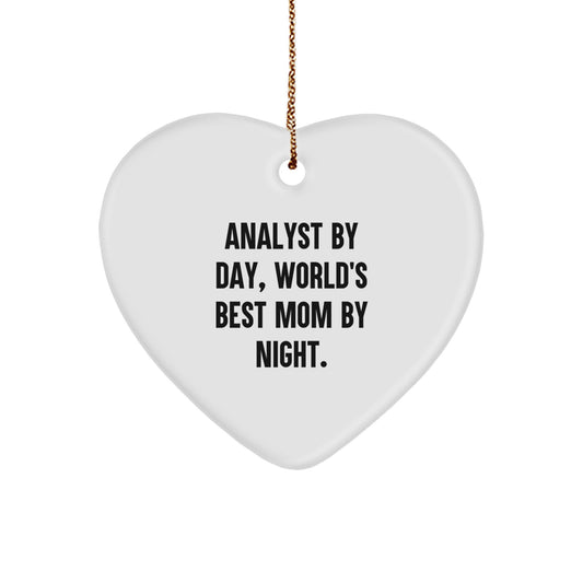 Funny Analyst Mom Heart Ornament Gifts from Family for Friends Christmas Unique Gifts Analyst By Day - Image 1