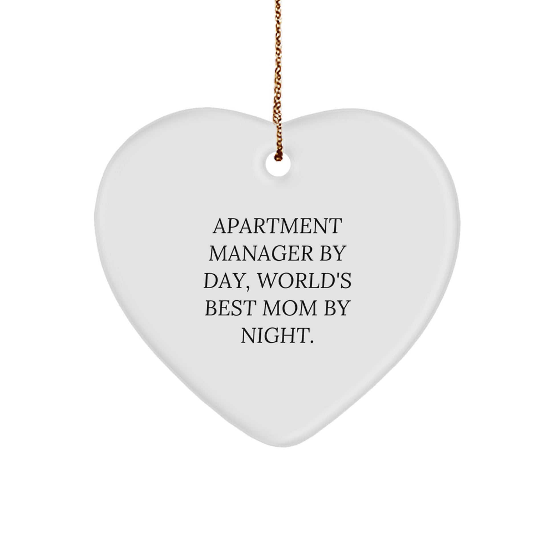 Funny Apartment Manager Gifts, Heart Ornament for World's Best Mom By Night, Christmas Unique Gifts from Family, Friends to Apartment Managers - Image 1