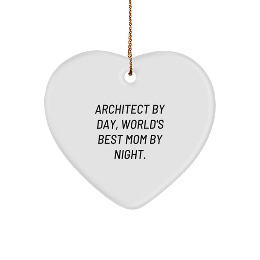 Funny Heart Ornament for Architect Friends Gifts, Christmas Unique Gifts from Mom, World's Best Mom by Night Architect Gifts - Image 1