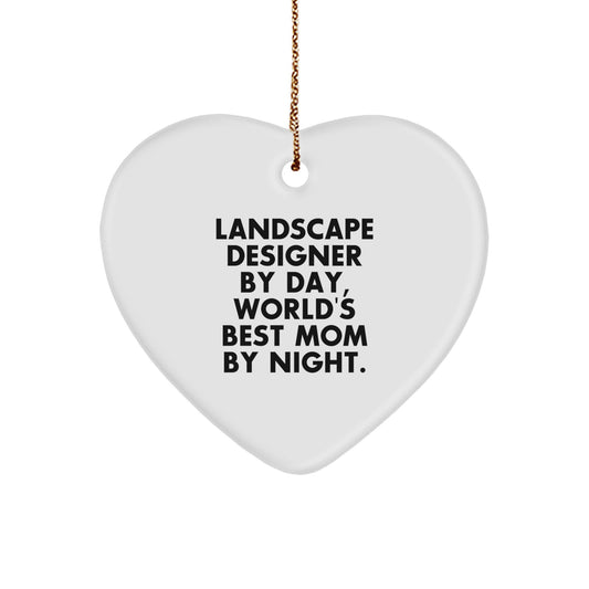 Landscape Designer Funny Christmas Unique Gifts from Family to Friends, Heart Ornament for Best Mom By Night, Unique Landscape Designer Gift - Image 1