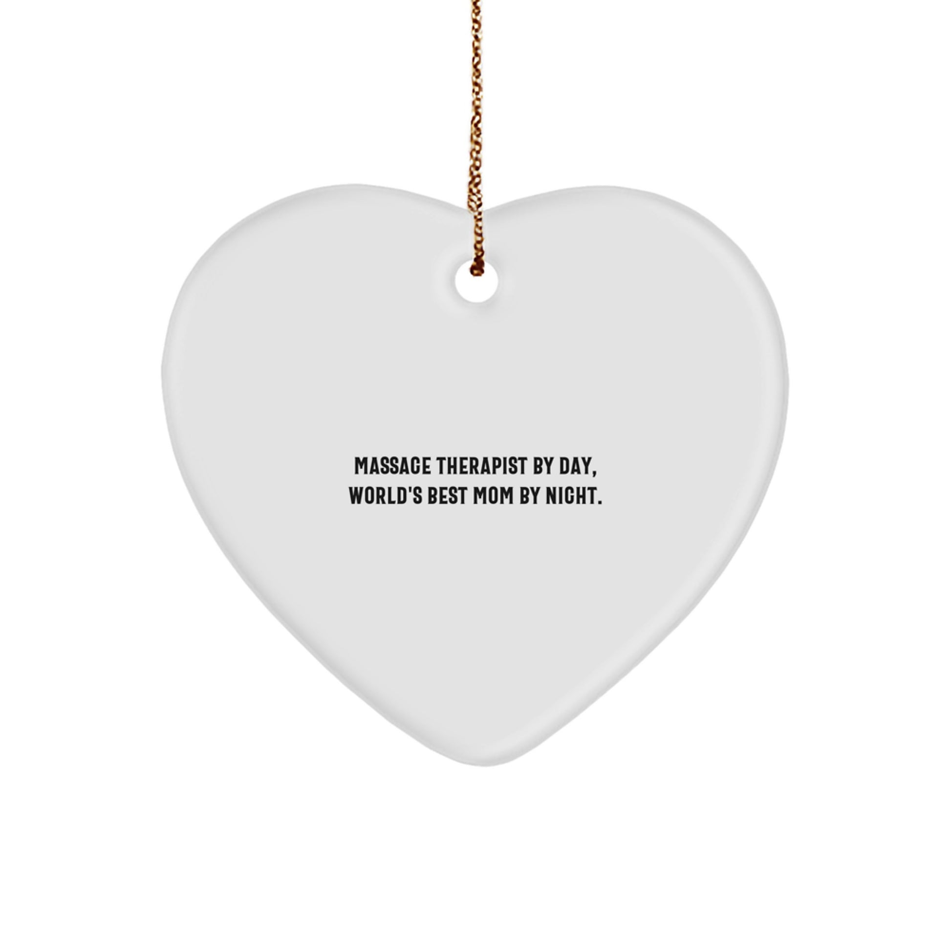 Funny Massage Therapist Gifts, Heart Ornament with 'Massage Therapist By Day, World's Best Mom By Night' - Gifts from Men to Massage Therapist Women at Christmas Unique Gifts - Image 1