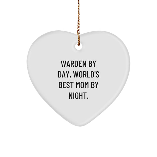 Warden Heart Ornament Gifts from Men to Friends - Funny Quote - World's Best Mom By Night - Christmas Unique Gifts - Image 1