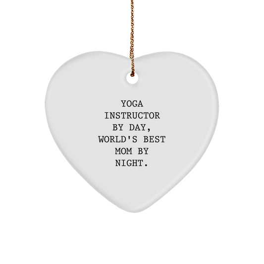 Funny Heart Ornament Gifts for Yoga Instructor by Day, World's Best Mom by Night - Unique Christmas Unique Gifts from Men to Women Friends - Image 1