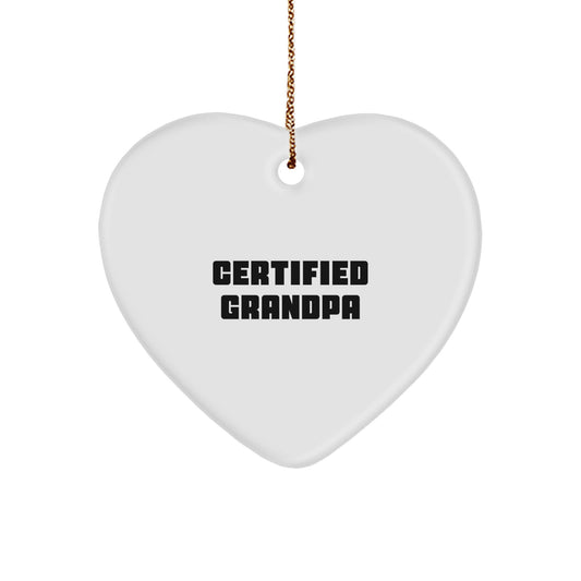 Grandpa Heart Ornament Gifts from Men to Grandpa, Certified Grandpa Quote, Christmas Unique Gifts - Image 1
