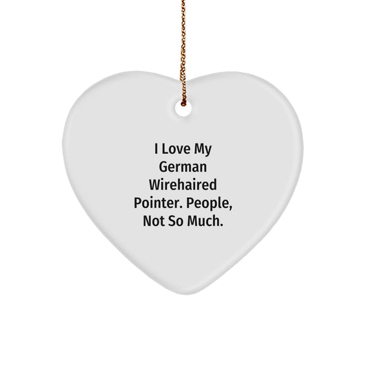 German Wirehaired Pointer Dog Funny Heart Ornament for Christmas, Gifts from Men to German Wirehaired Pointer Dog Owners, Unique Heart Shaped - Image 1