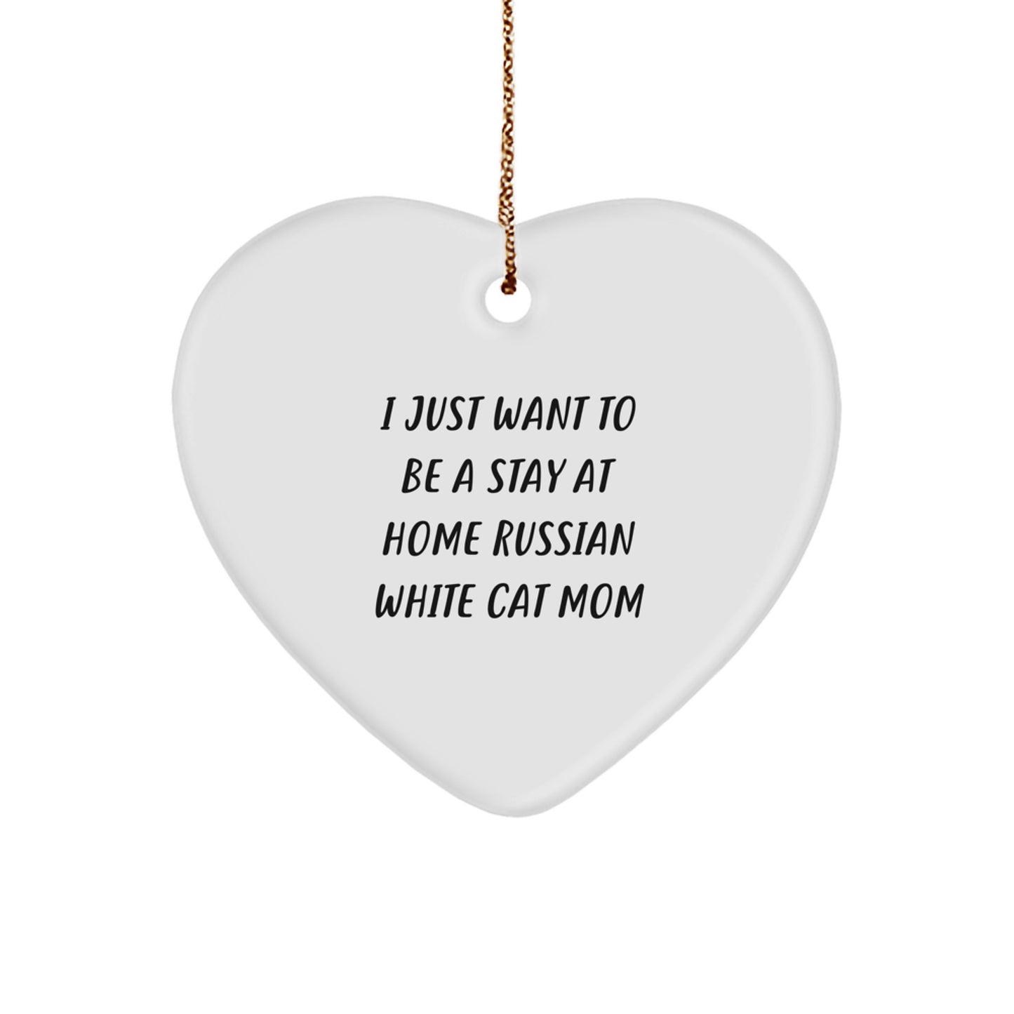Funny Russian White Cat Mom Gifts for Russian White Cat Lovers, Heart Ornament for Christmas Unique Gifts from Friends to Family - Image 1