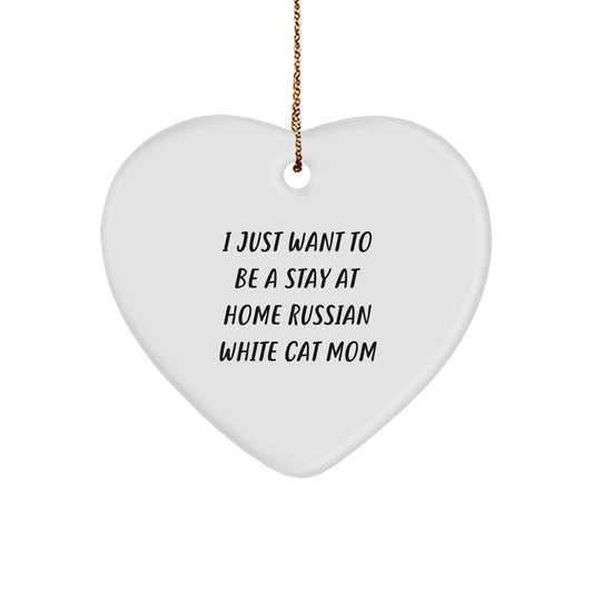 Funny Russian White Cat Mom Gifts for Russian White Cat Lovers, Heart Ornament for Christmas Unique Gifts from Friends to Family - Image 1