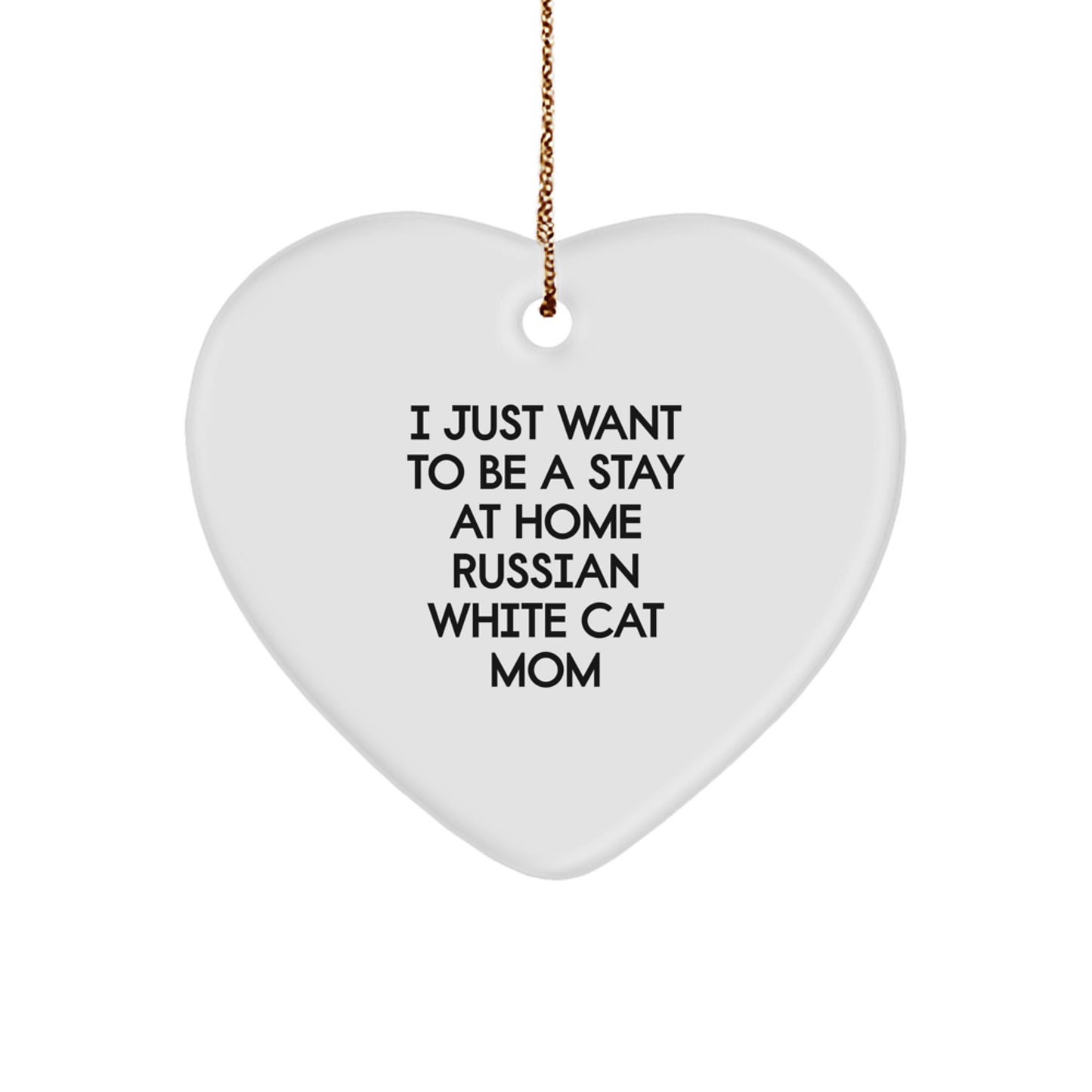 Funny Russian White Cat Mom Heart Ornament Gifts from Men to Friends and Family for Christmas Unique Presents - Image 1